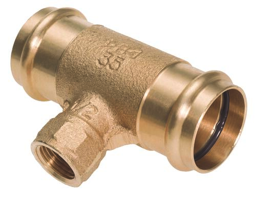 Té laiton à sertir cuivre Ø14  centre femelle 1/2'' (15/21)